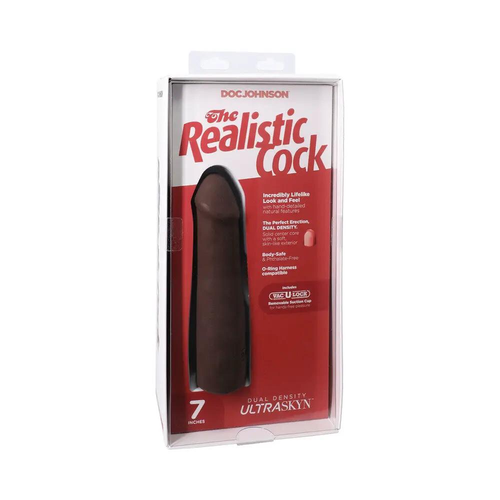 The Realistic Cock 7 in. ULTRASKYN Vac-U-Lock Dildo Chocolate by Doc Johnson