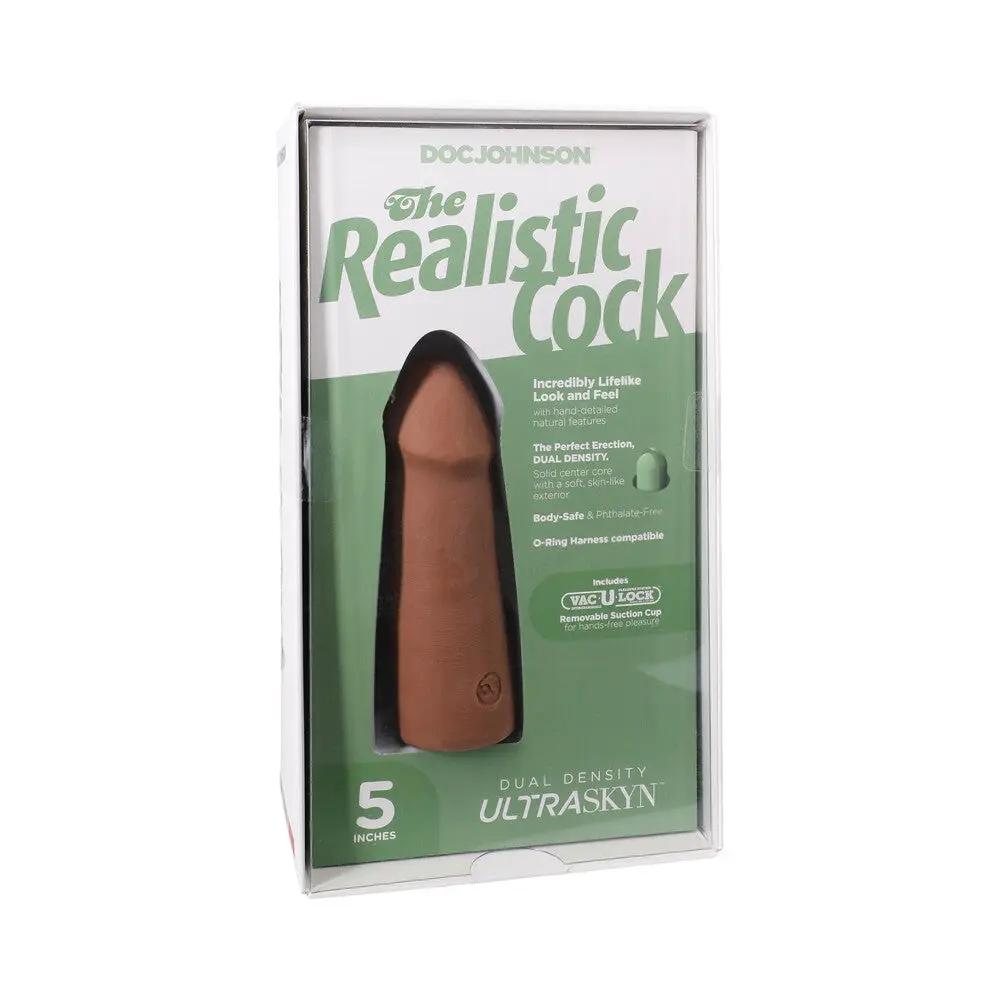 The Realistic Cock 5 in. ULTRASKYN Vac-U-Lock Dildo Caramel by Doc Johnson