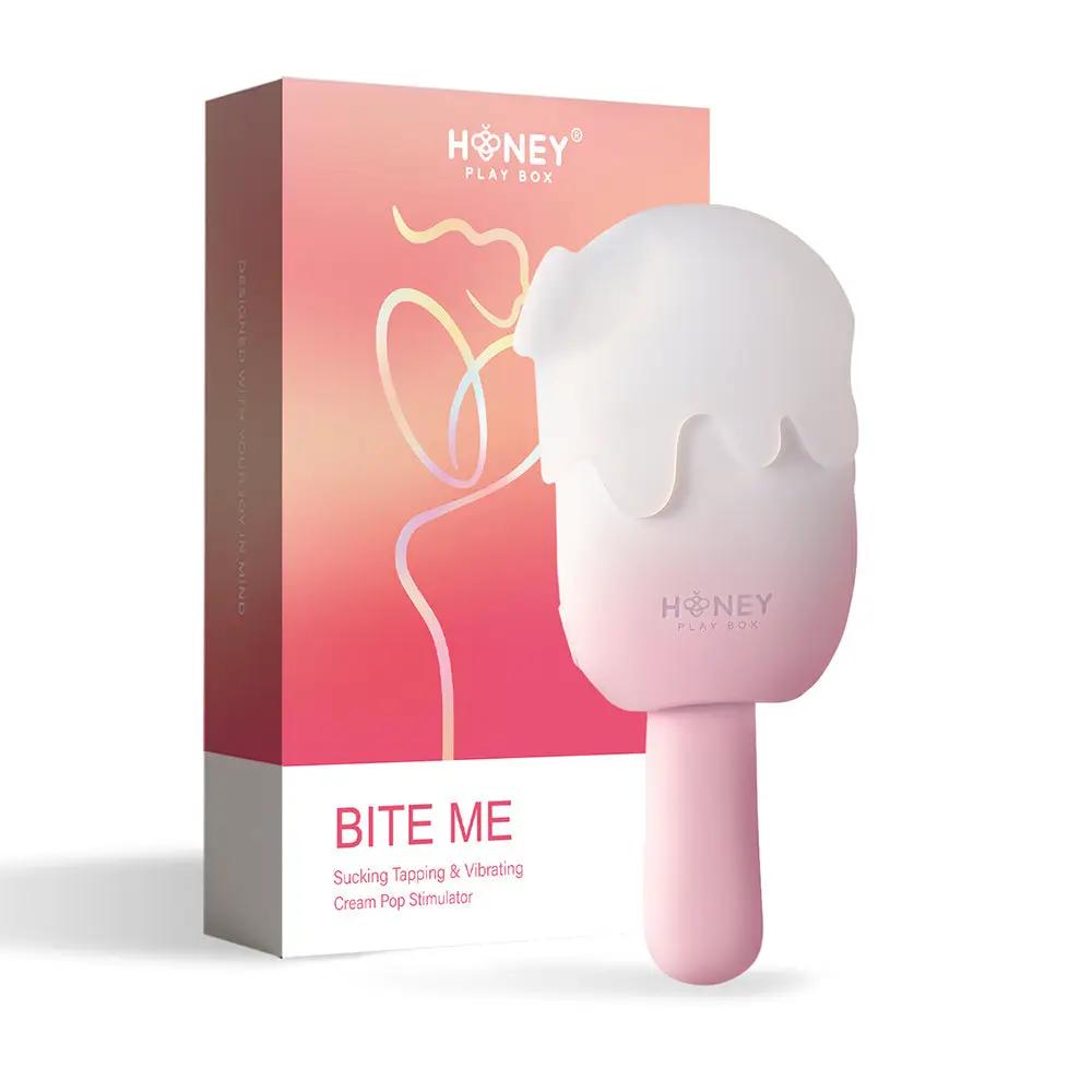 Honey Play Box Bite Me Sucking Tapping & Vibrating Cream Pop Stimulator by Honey Play Box