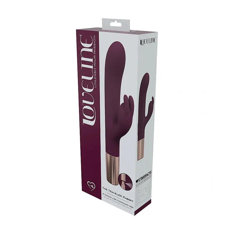 LoveLine Traveler Rabbit Silicone Rechargeable Splashproof Burgundy by Shots