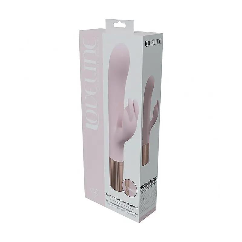 LoveLine Traveler Rabbit Silicone Rechargeable Splashproof Pink by Shots