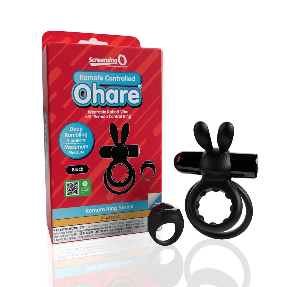 Screaming O Remote Controlled Ohare Vibrating Ring Black by Screaming O