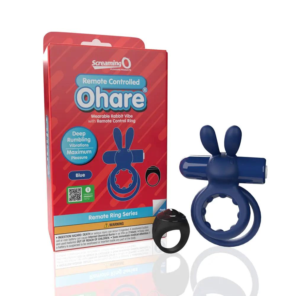Screaming O Remote Controlled Ohare Vibrating Ring Blue by Screaming O