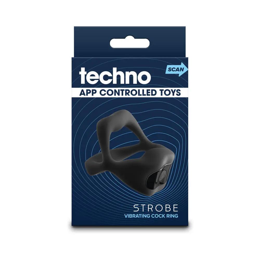 Techno Strobe App-controlled Vibrating Cock Ring Black by NS Novelties