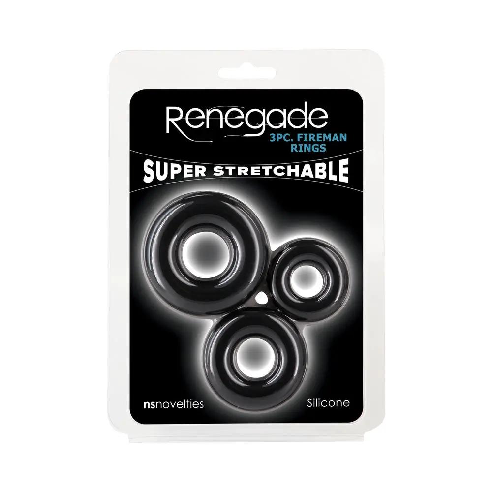 Renegade Fireman Rings 3-Piece Cock Ring Kit Black by NS Novelties