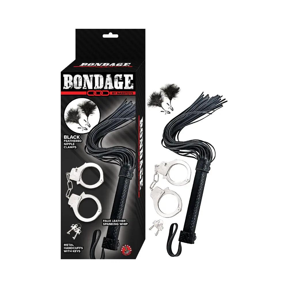 Bondage by Nasstoys Whip, Feather and Cuffs Black by Nasstoys