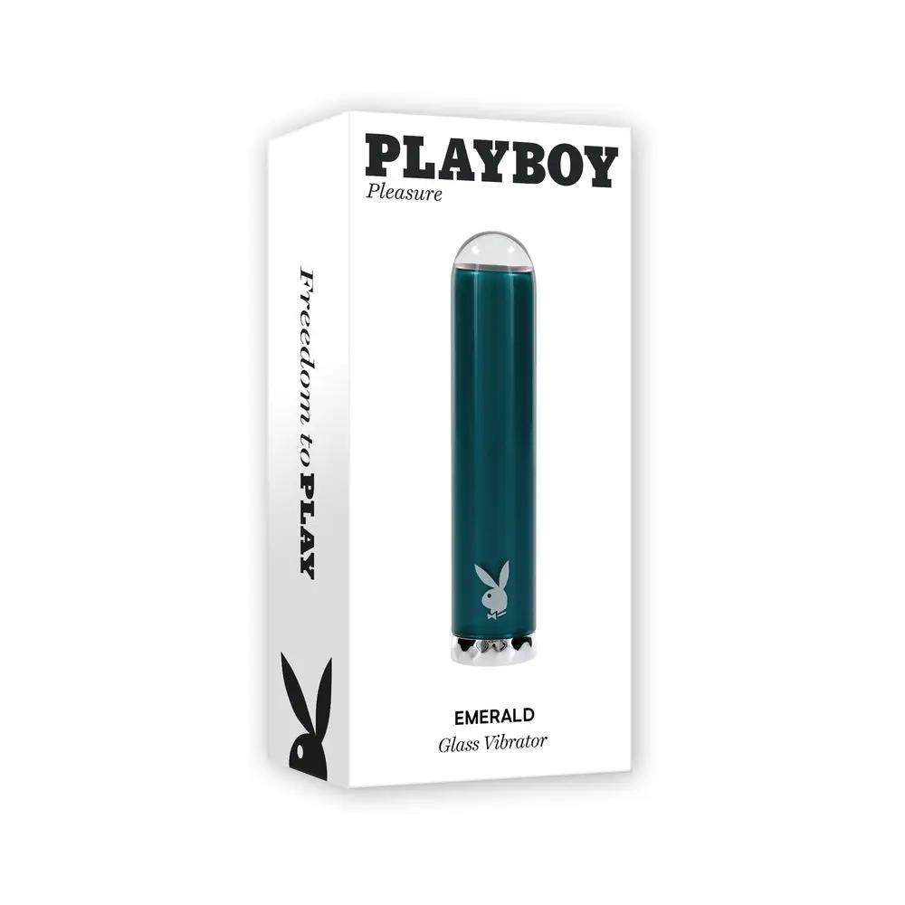 Playboy Emerald Rechargeable Vibrating Glass Mini Vibe Deep Teal by Playboy