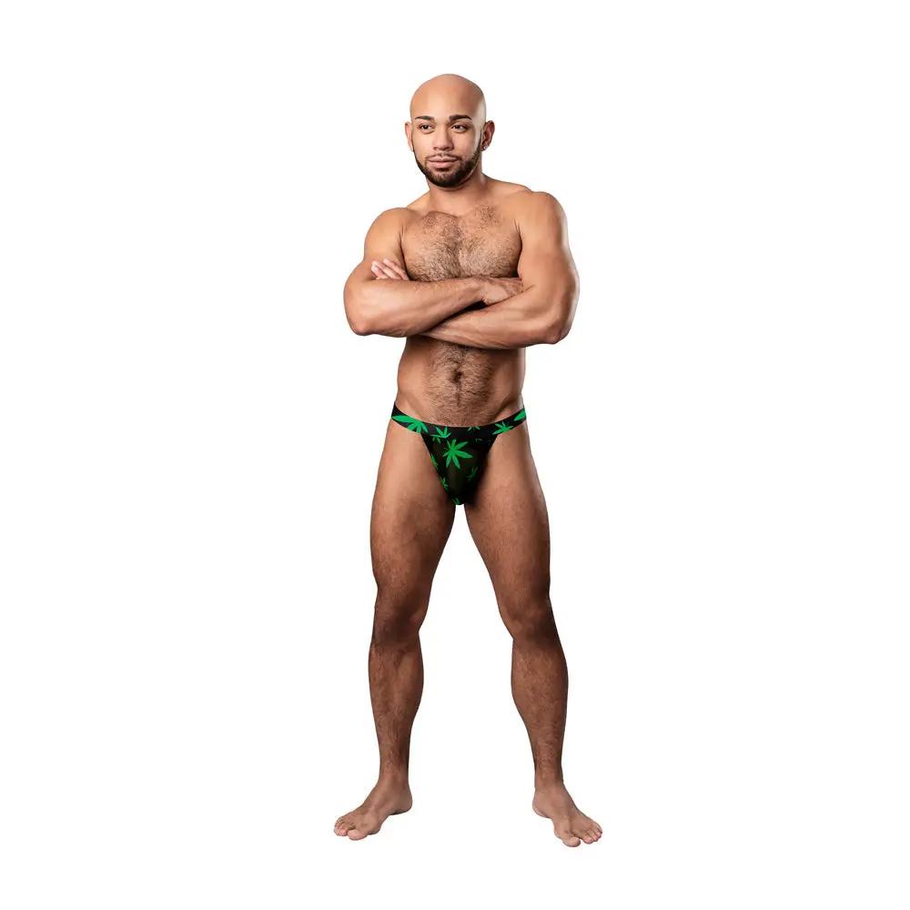 Male Power Hazy Dayz Micro Thong Pot Leaf S/M by Male Power
