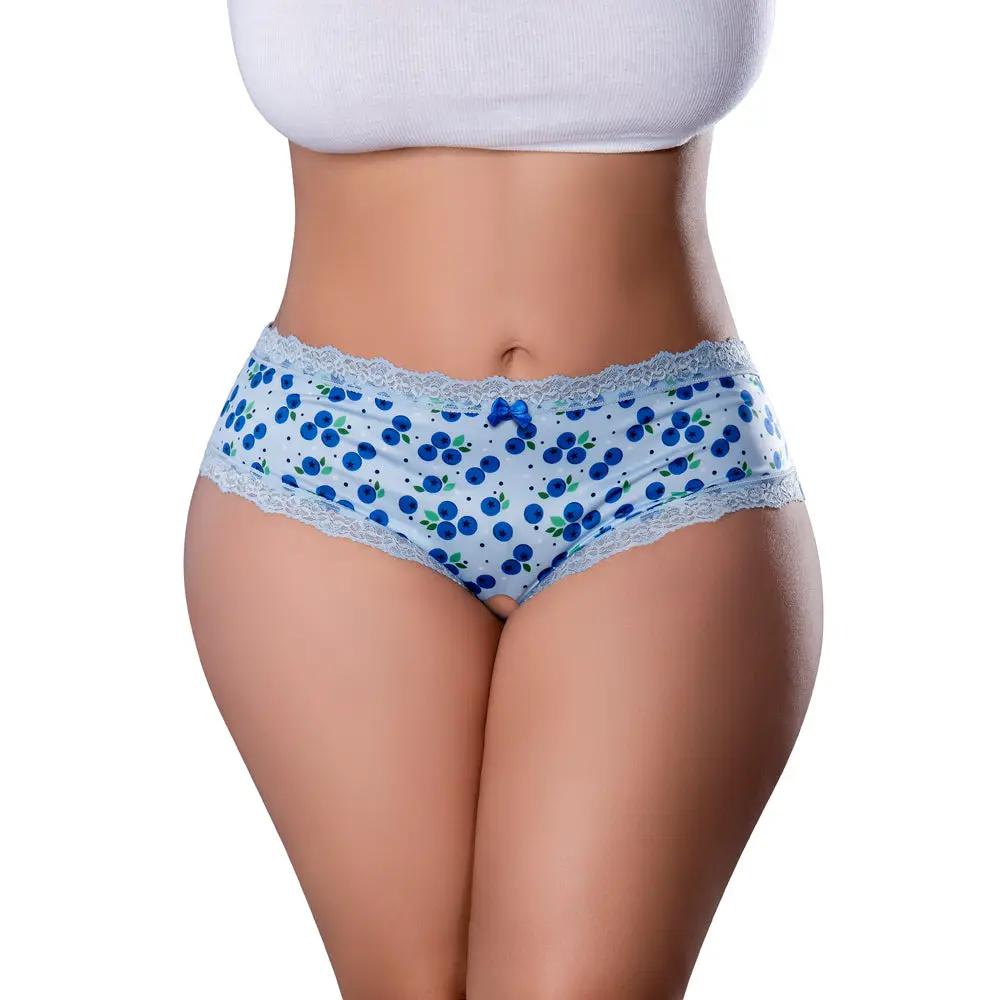 Magic Silk Sweet Treats Crotchless Boy Short with Lube Blueberry Queen Size by Magic Silk