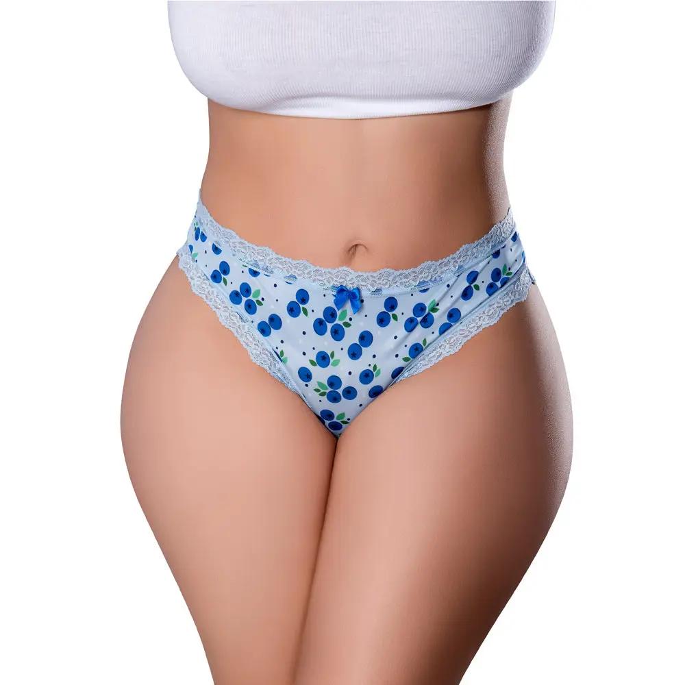 Magic Silk Sweet Treats Crotchless Thong with Lube Blueberry Queen Size by Magic Silk