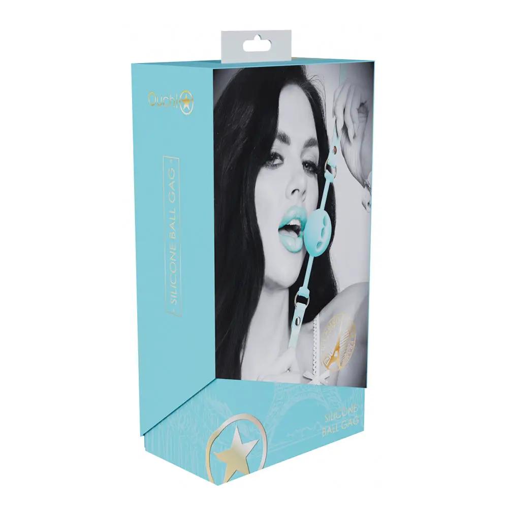 Ouch! International Paris Collection Silicone Ball Gag Blue by Shots