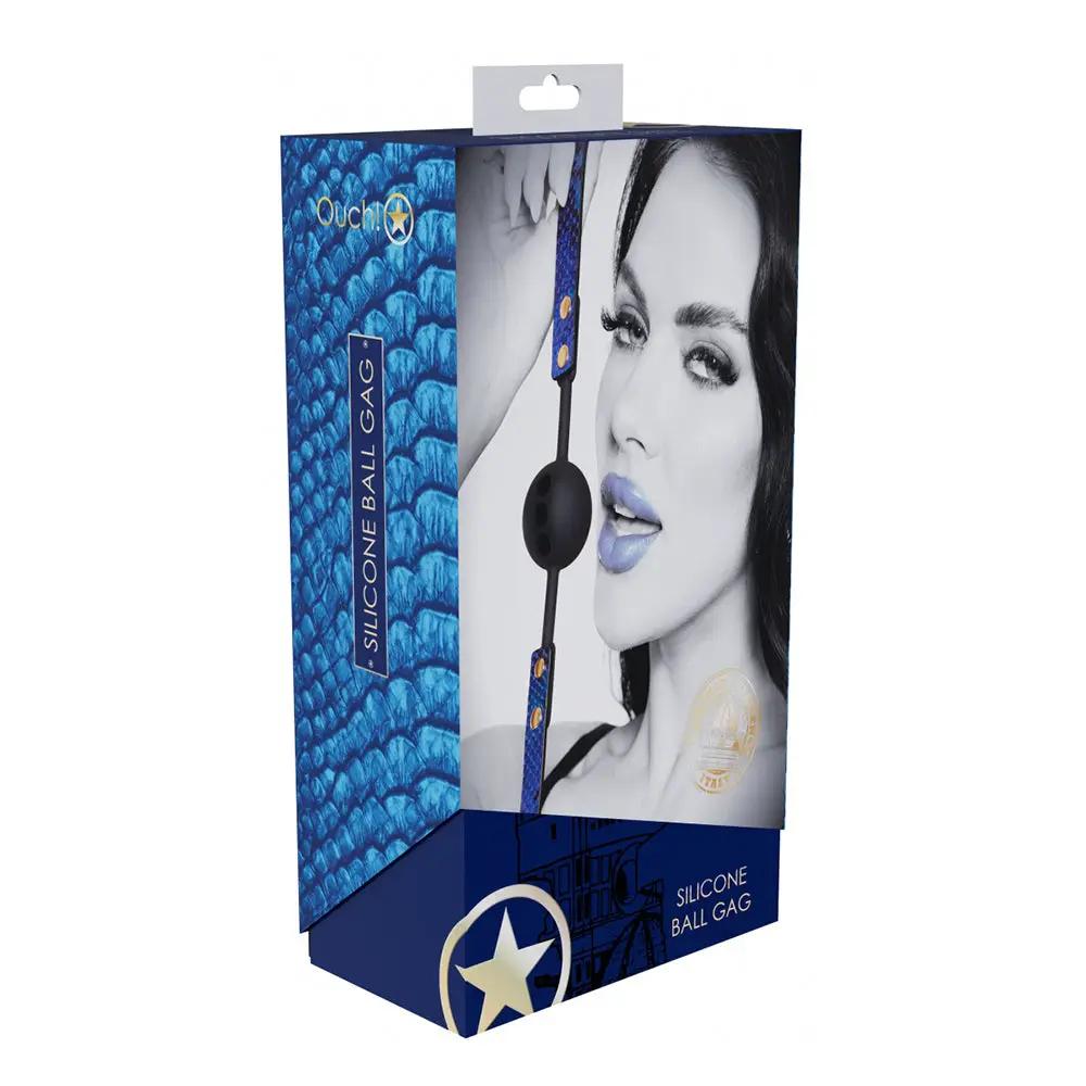 Ouch! International Florence Collection Silicone Ball Gag Blue by Shots
