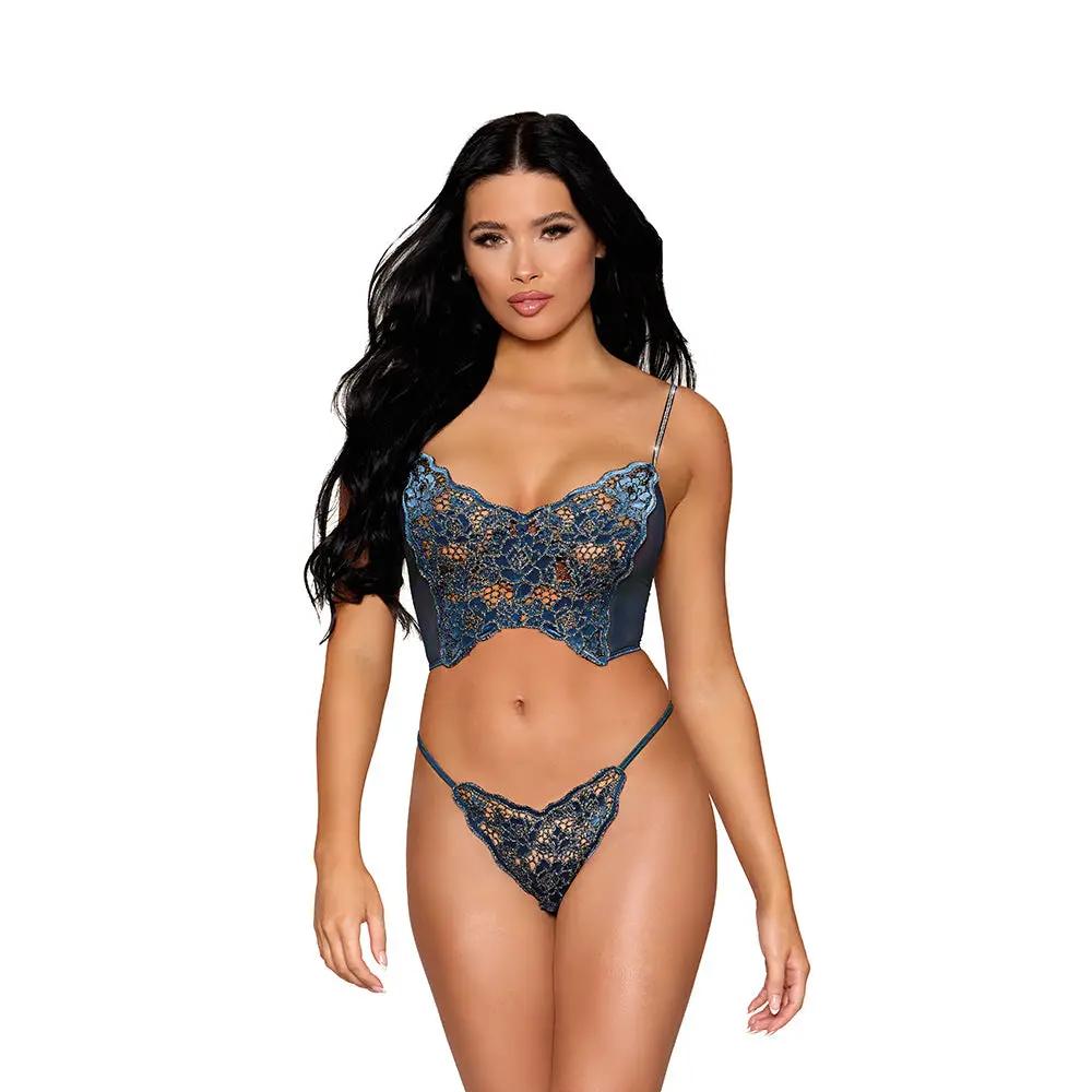 Dreamgirl Lace Bustier and G-String Twilight M by Dreamgirl