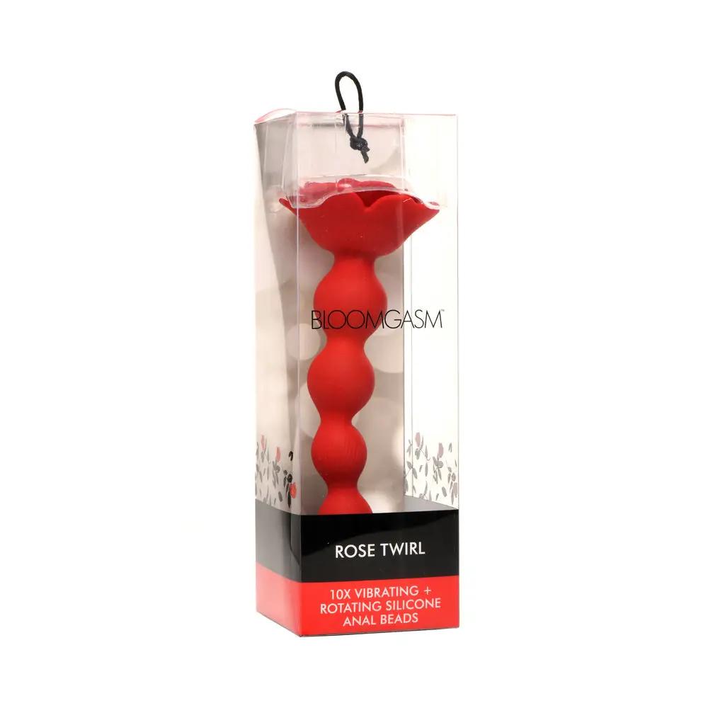 Bloomgasm Rose Twirl 10X Vibrating & Rotating Silicone Anal Beads by XR Brands