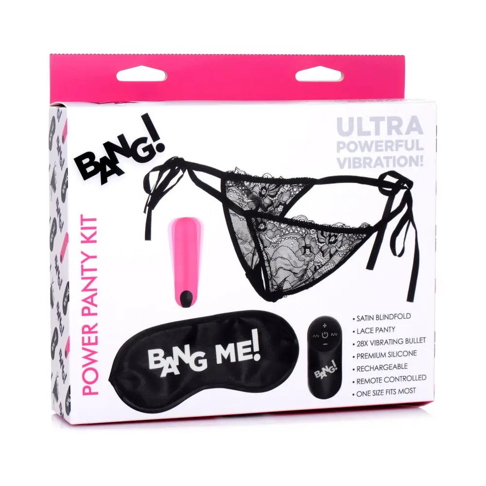 BANG! Power Panty Lace Panties, Bullet, & Blindfold Kit Pink by XR Brands