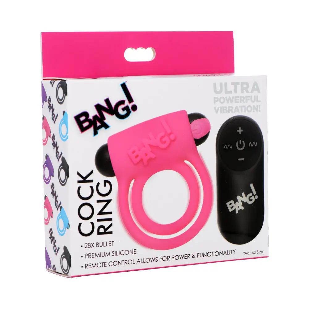 BANG! Silicone Cock Ring & Bullet with Remote Control Pink by XR Brands