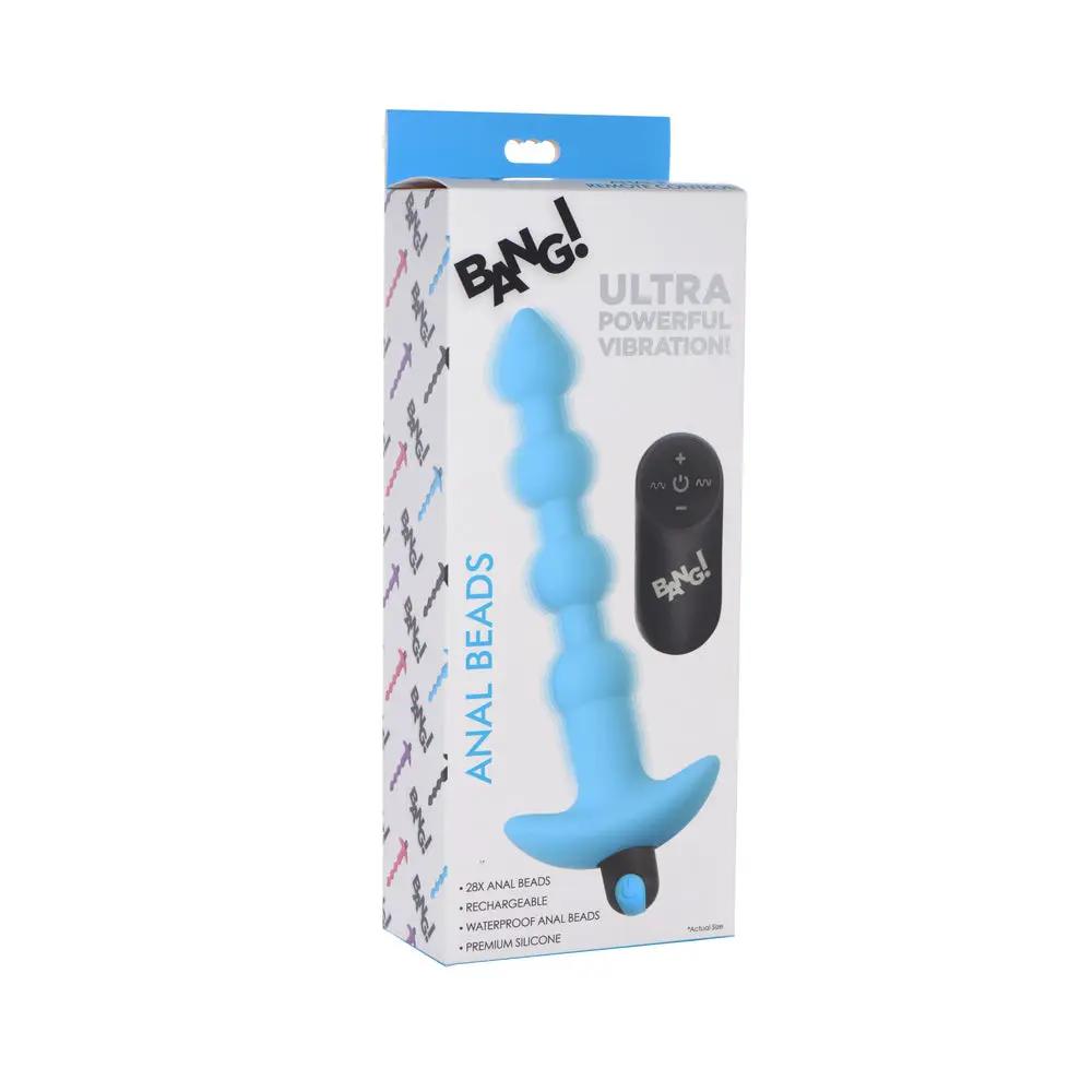 BANG! Vibrating Silicone Anal Beads & Remote Control Blue by XR Brands