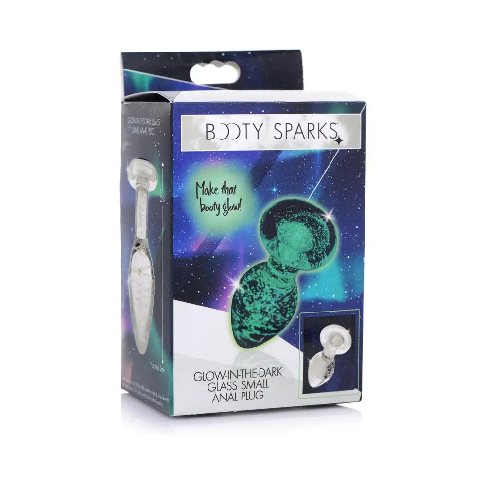 Booty Sparks Glow-in-the-Dark Glass Anal Plug Small by XR Brands
