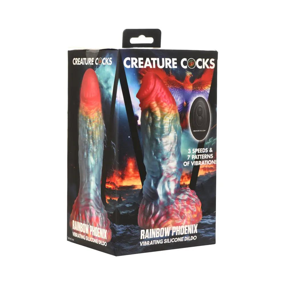 Creature Cocks Rainbow Phoenix Vibrating Silicone Dildo by XR Brands