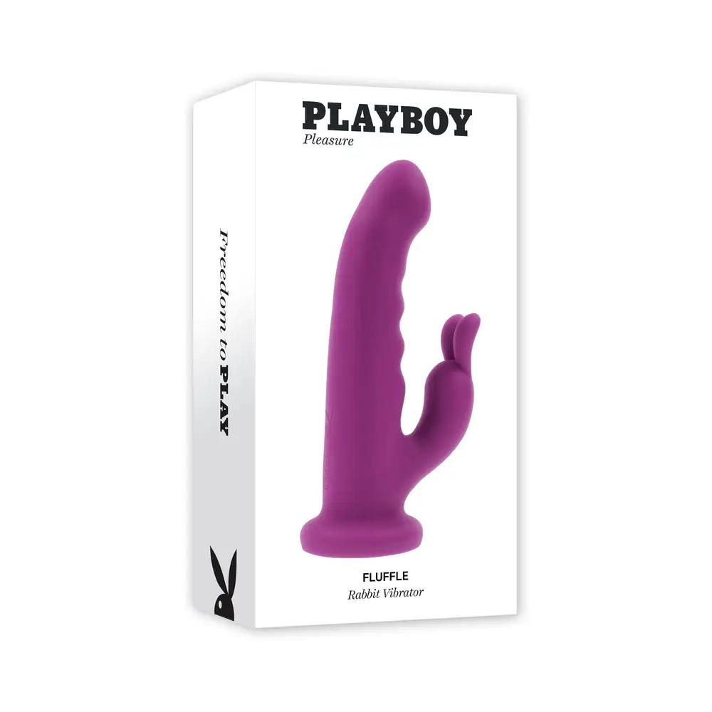 Playboy Fluffle Rechargeable Vibrating Dual Stimulator Silicone Purple by Playboy
