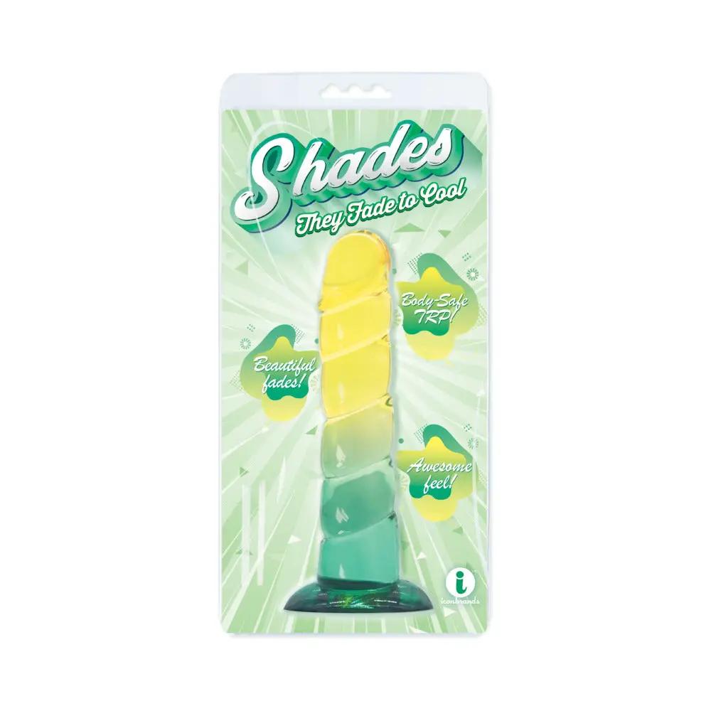 Shades Swirl 7.5 in. Dildo Yellow/Mint by Icon Brands