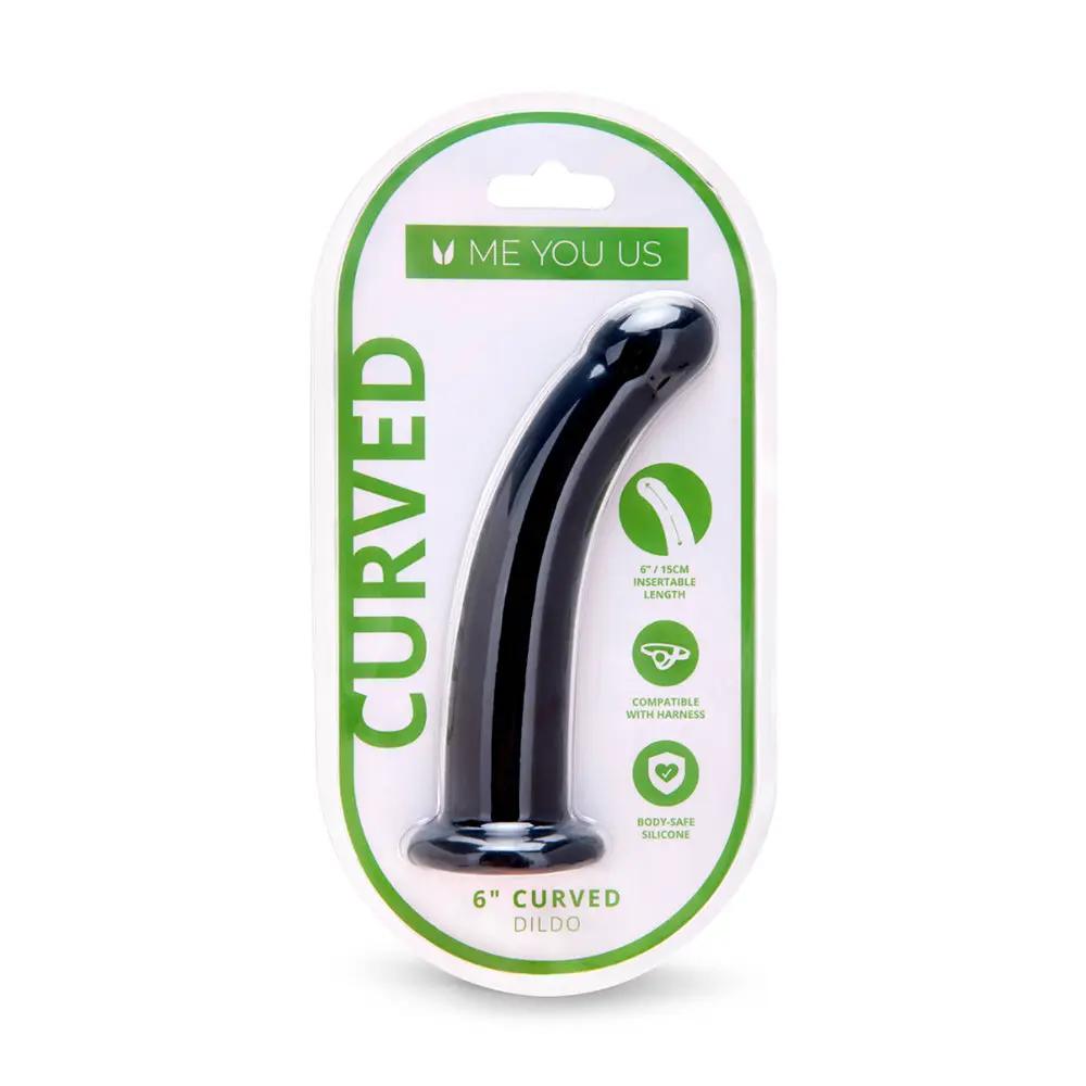 Me You Us 6 in. Curved Silicone Dildo Black by Me You Us