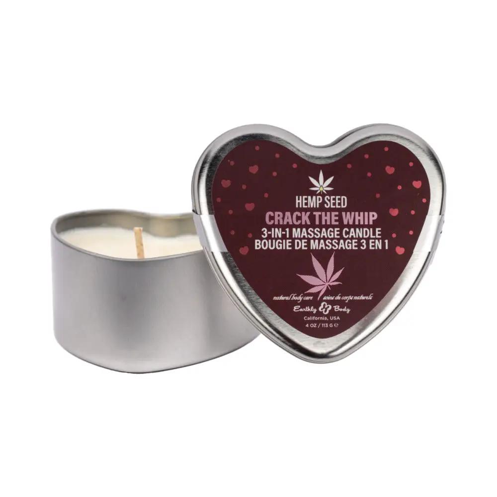 Earthly Body Hemp Seed Valentine 3-in-1 Massage Candle Crack The Whip 4.7 oz. by Earthly Body