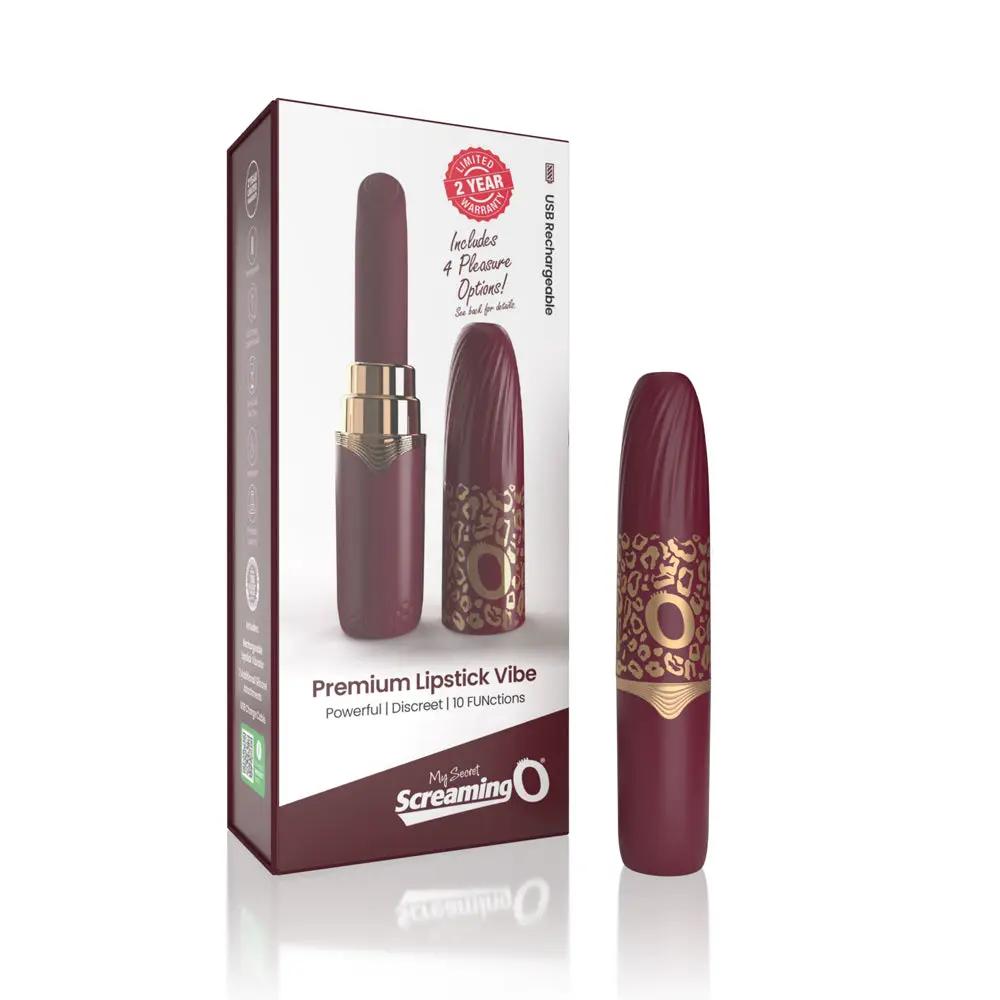 Screaming O My Secret Premium Rechargeable Vibrating Lipstick Merlot by Screaming O