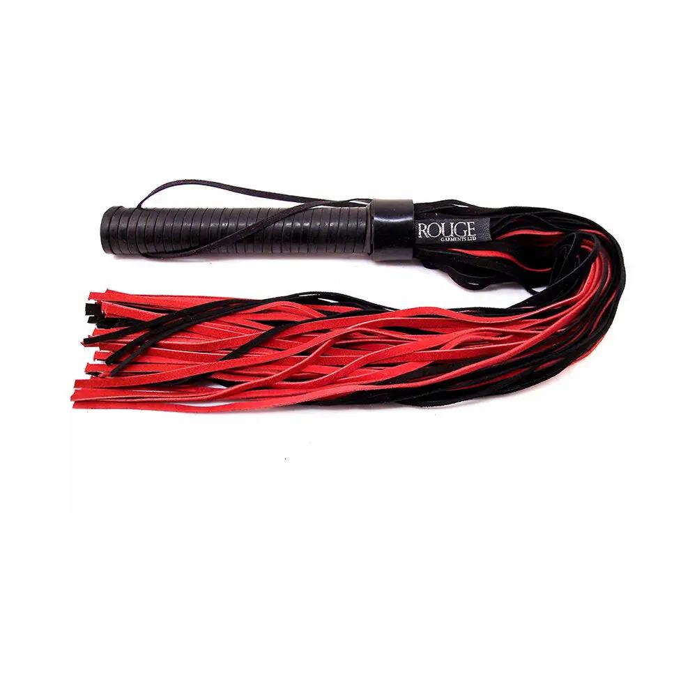 Rouge Suede Flogger with Leather Handle Black/Red by Rouge Garments