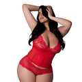 Magic Silk Sugar High Plunge Bustier & Boy Short Set Red Queen Size by Magic Silk