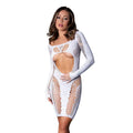 Magic Silk Seamless Long Sleeve Above the Knee Dress White O/S by Magic Silk
