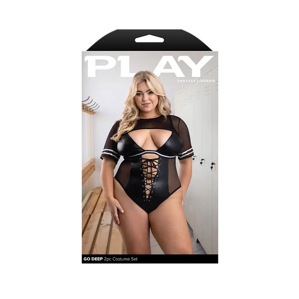 Fantasy Lingerie Play Go Deep 2-Piece Football Costume Set Black 3XL/4XL by Fantasy Lingerie