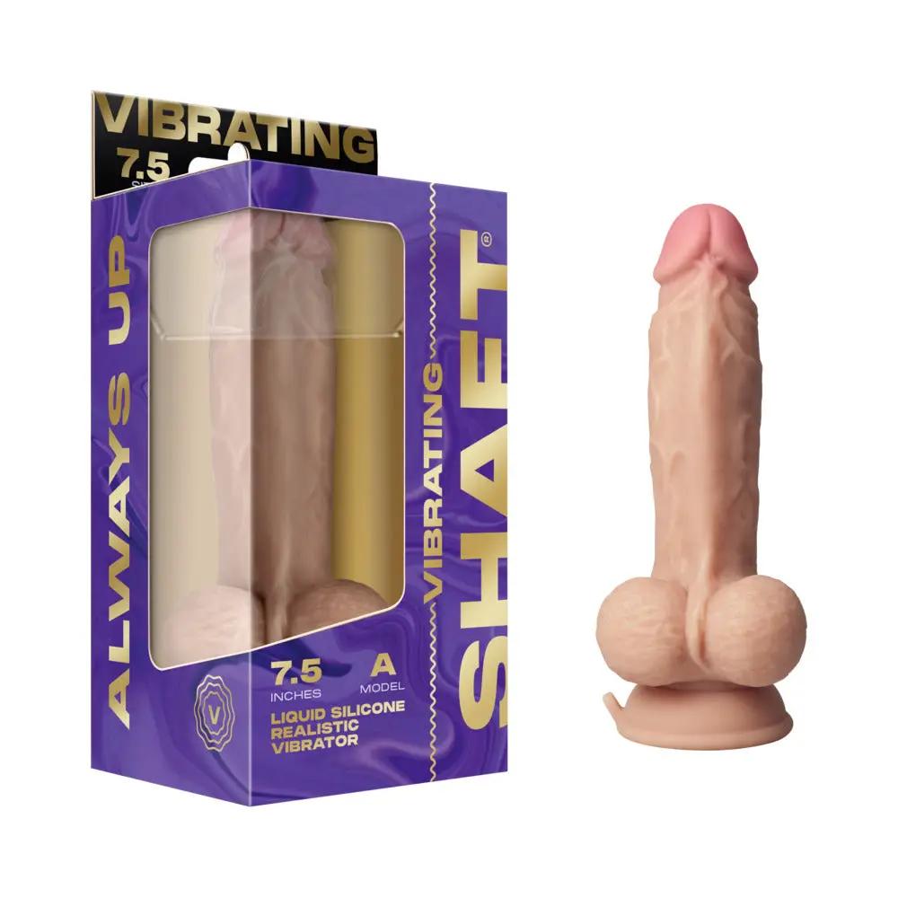 Shaft Vibrating Model A: 7.5 in. Dual Density Silicone Dildo Pine by Shaft