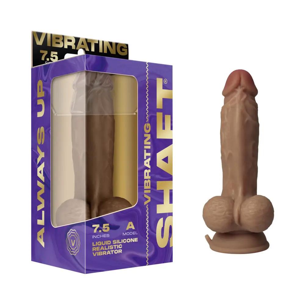 Shaft Vibrating Model A: 7.5 in. Dual Density Silicone Dildo Oak by Shaft