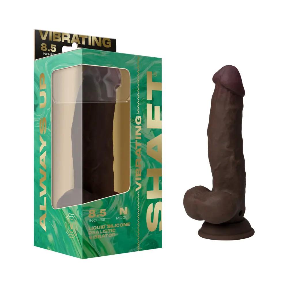 Shaft Vibrating Model N: 8.5 in. Dual Density Silicone Dildo Mahogany by Shaft
