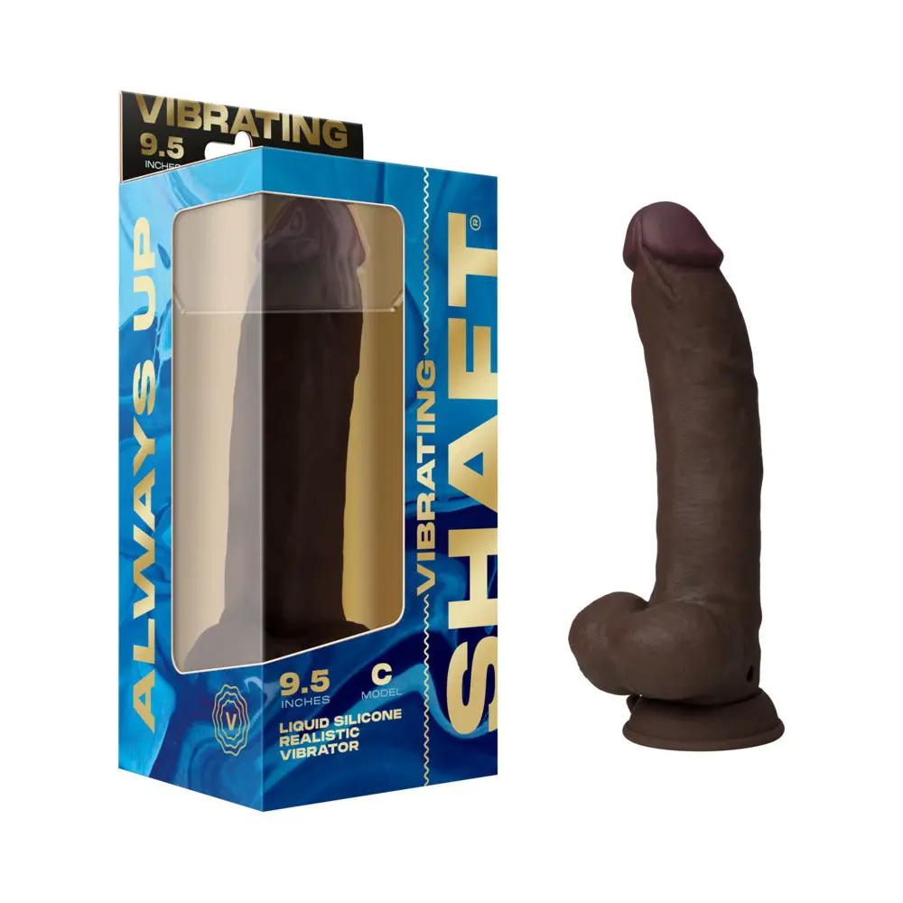 Shaft Vibrating Model C: 9.5 in. Dual Density Silicone Dildo Mahogany by Shaft