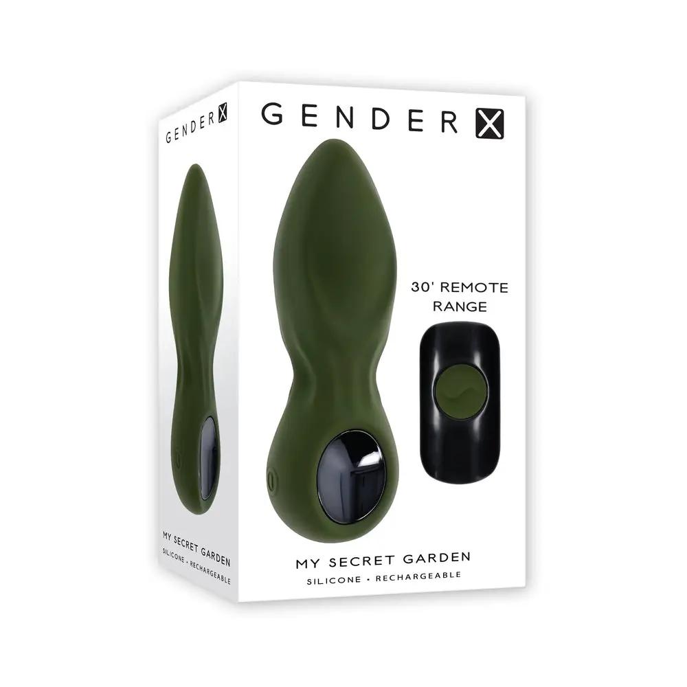 Gender X My Secret Garden Rechargeable Vibrating Anal Plug with Remote Silicone Green by Gender X
