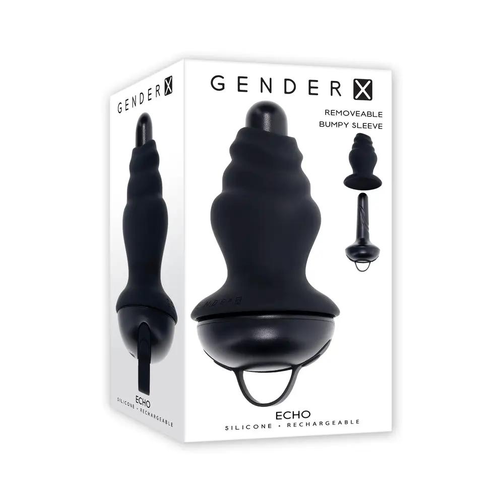 Gender X Echo Rechargeable Vibrating Sheathed Silicone Black by Gender X