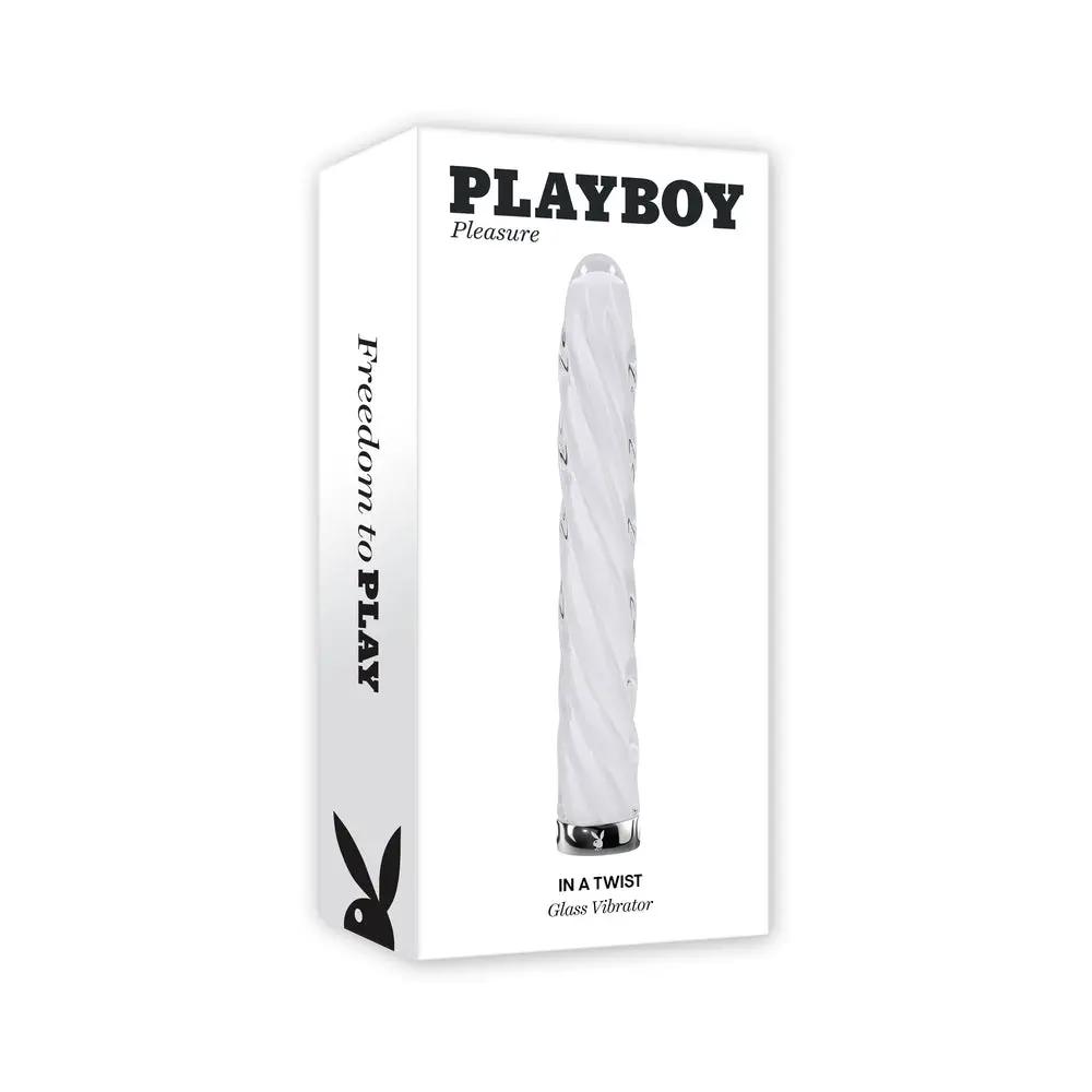 Playboy In A Twist Rechargeable Glass Vibrator White by Playboy