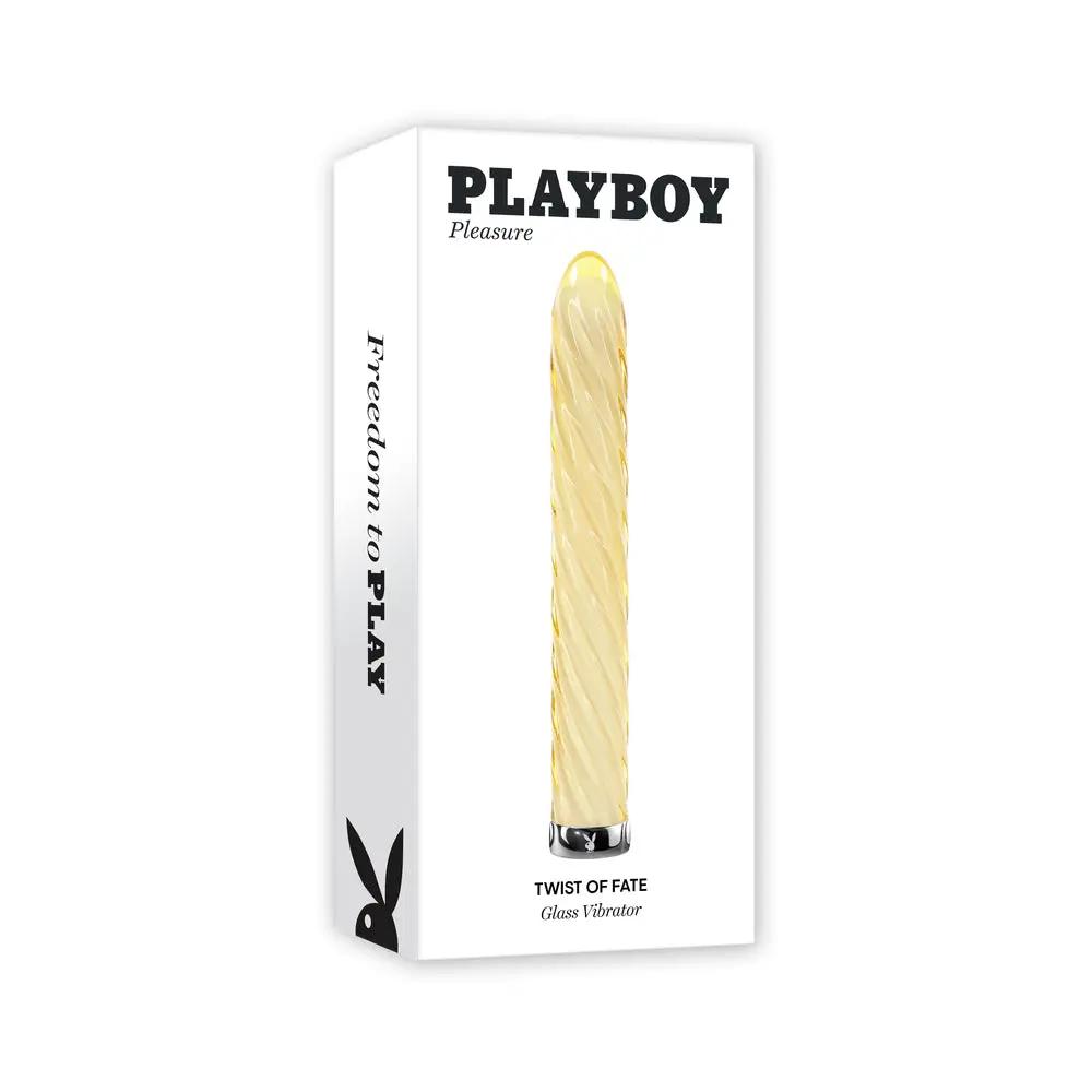 Playboy Twist Of Fate Rechargeable Glass Vibrator Yellow by Playboy