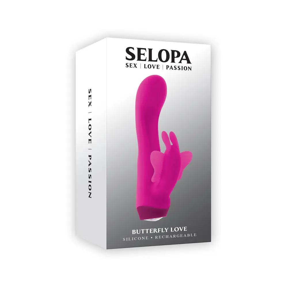 Selopa Butterfly Love Rechargeable Vibrating Dual Stimulator Silicone Pink by Selopa