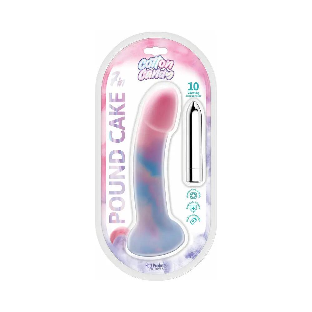 Cotton Candy Pound Cake Silicone Dildo 10 Frequencies 7.5 in. by Hott Products