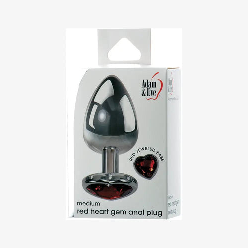 Adam & Eve Red Hearts Gem Anal Plug Medium by Adam & Eve