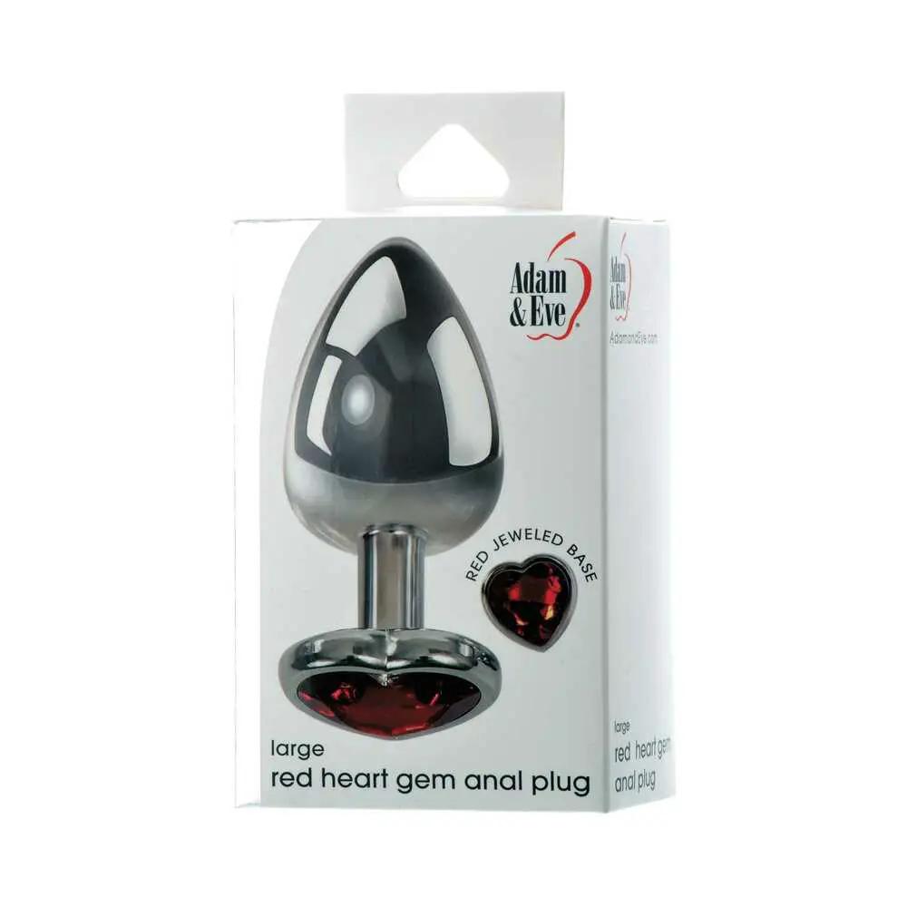 Adam & Eve Red Hearts Gem Anal Plug Large by Adam & Eve