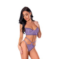 Magic Silk Sheer Passion Demi Bra & High Cut Tanga Very Peri L/XL by Magic Silk