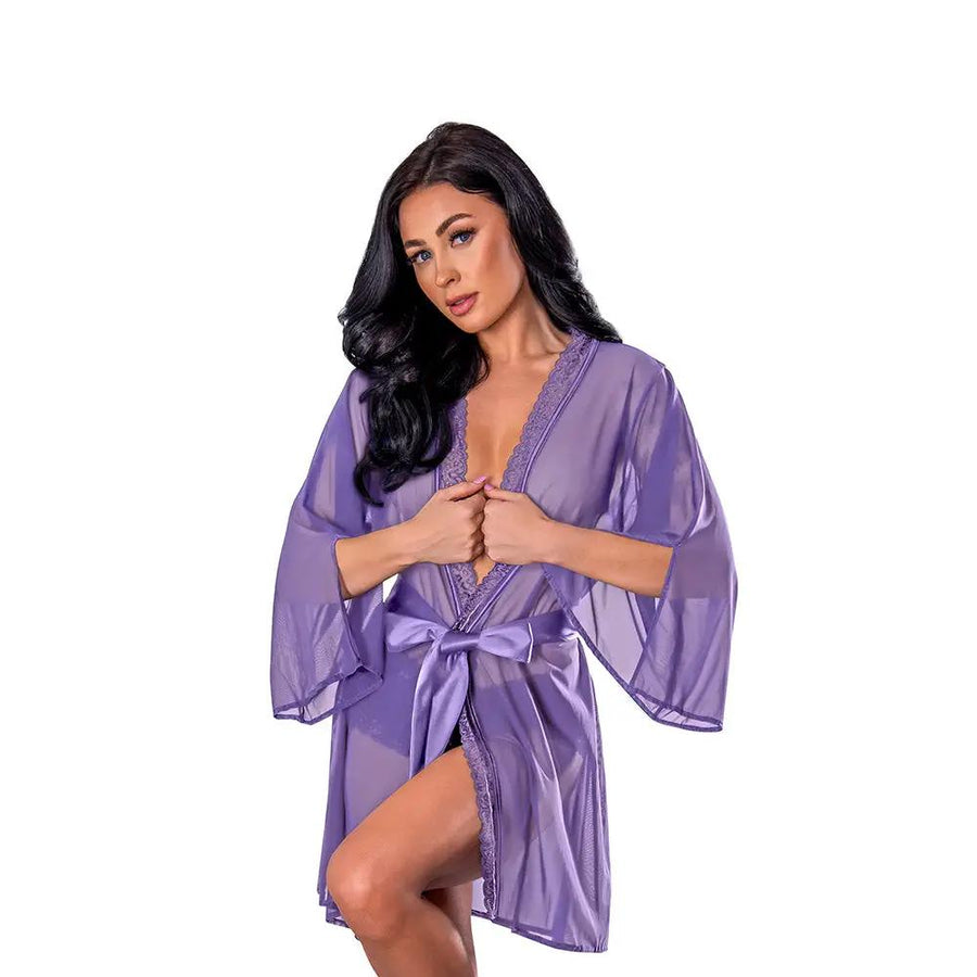 Magic Silk Sheer Passion Flutter Sleeve Robe Very Peri S/M by Magic Silk