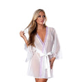 Magic Silk Sheer Passion Flutter Sleeve Robe White/Lavender S/M by Magic Silk