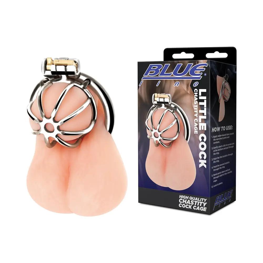Blue Line Little Cock Chastity Cage by Electric Eel