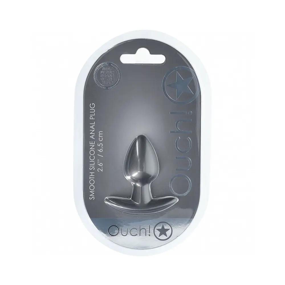 Ouch! Smooth Silicone Anal Plug Small 2.6 in. Gun Metal by Shots