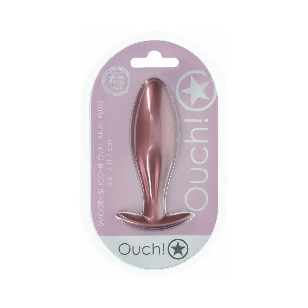 Ouch! Smooth Silicone Oval Anal Plug 4.6 in. Rose Gold by Shots
